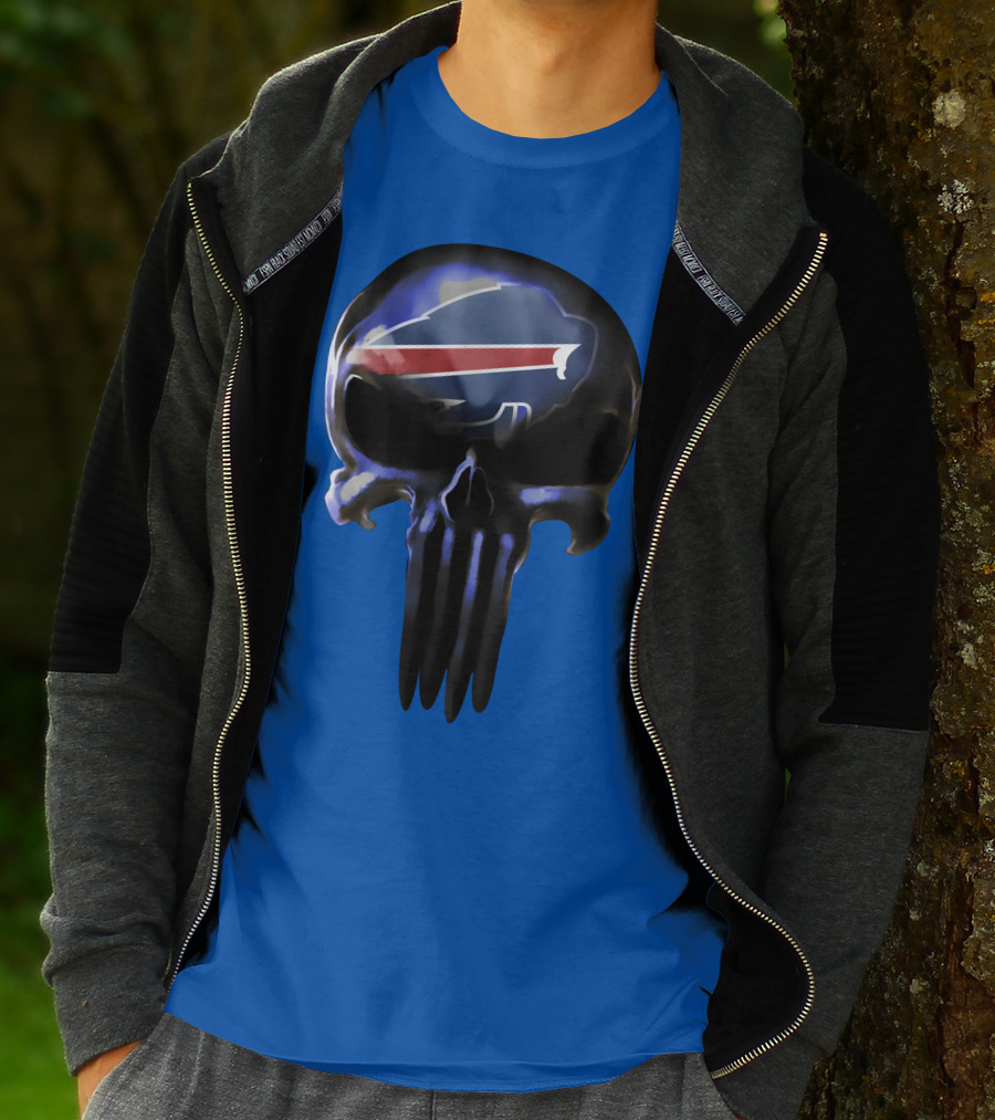 Buffalo Bills Punisher Skull Logo 49ers Crossover T-Shirt