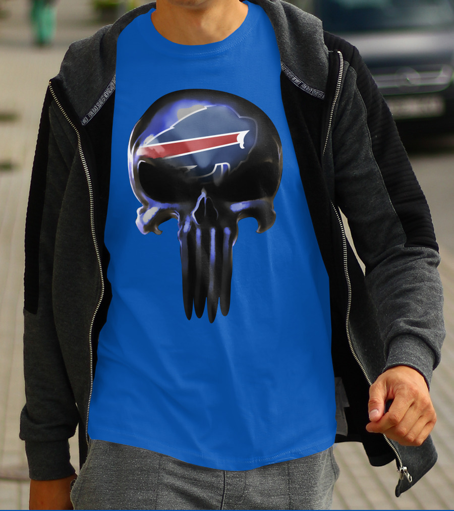 Buffalo Bills Punisher Skull Logo 49ers Crossover T-Shirt