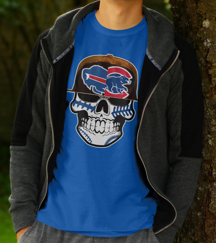 Buffalo Bills Chicago Cubs Skull T-Shirt
