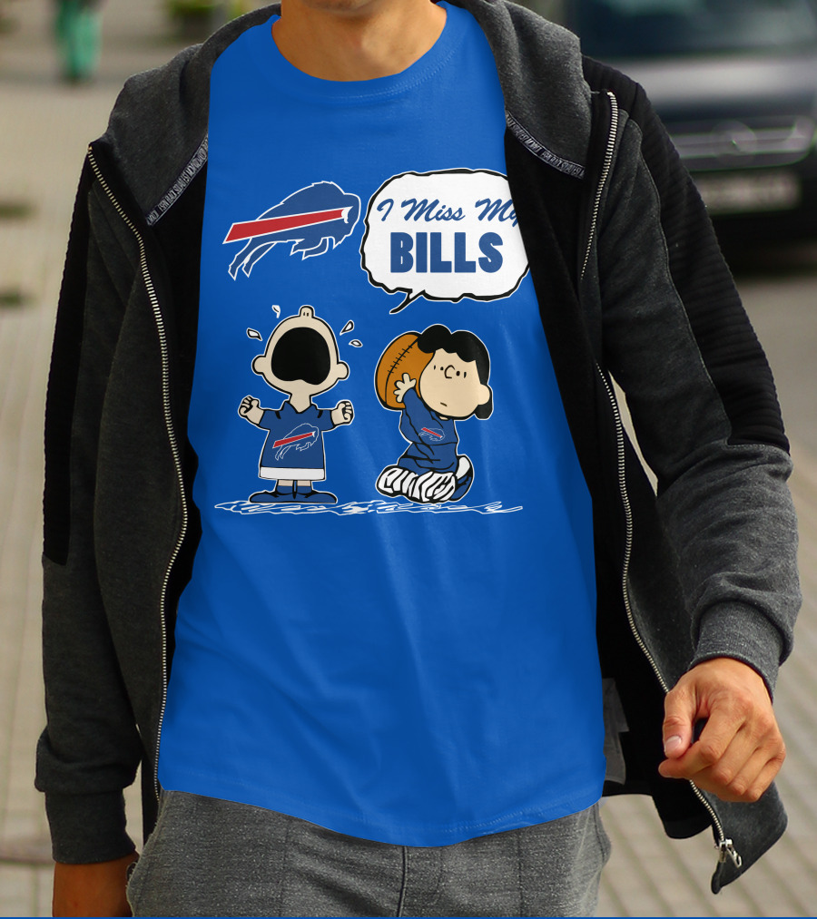 Buffalo Bills I Miss My Bills Football Charlie Lucy Cartoon T-Shirt