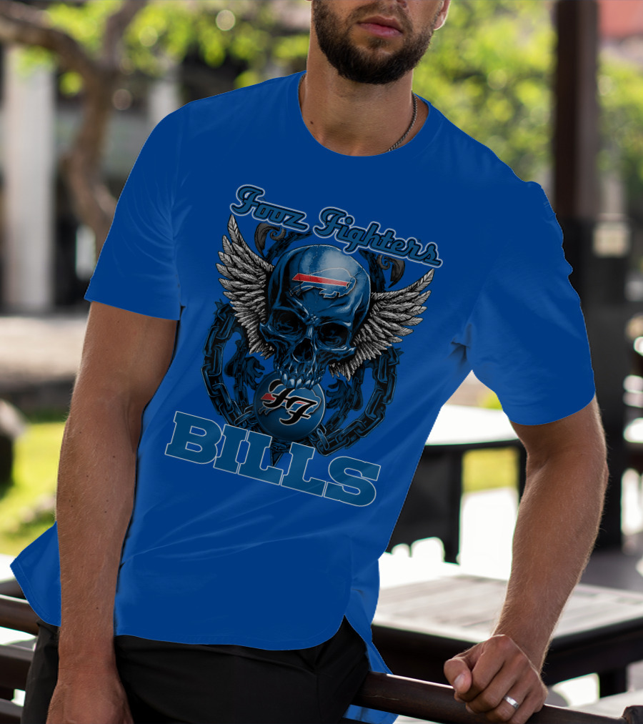 Foo Fighters Buffalo Bills Winged Skull T-Shirt