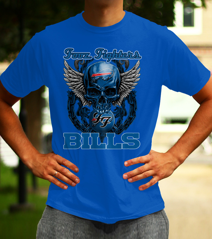 Foo Fighters Buffalo Bills Winged Skull T-Shirt
