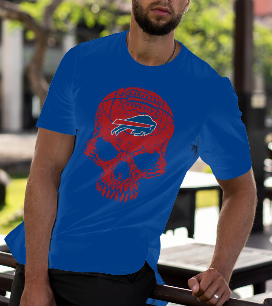 Buffalo Bills Skull Logo Football T-Shirt