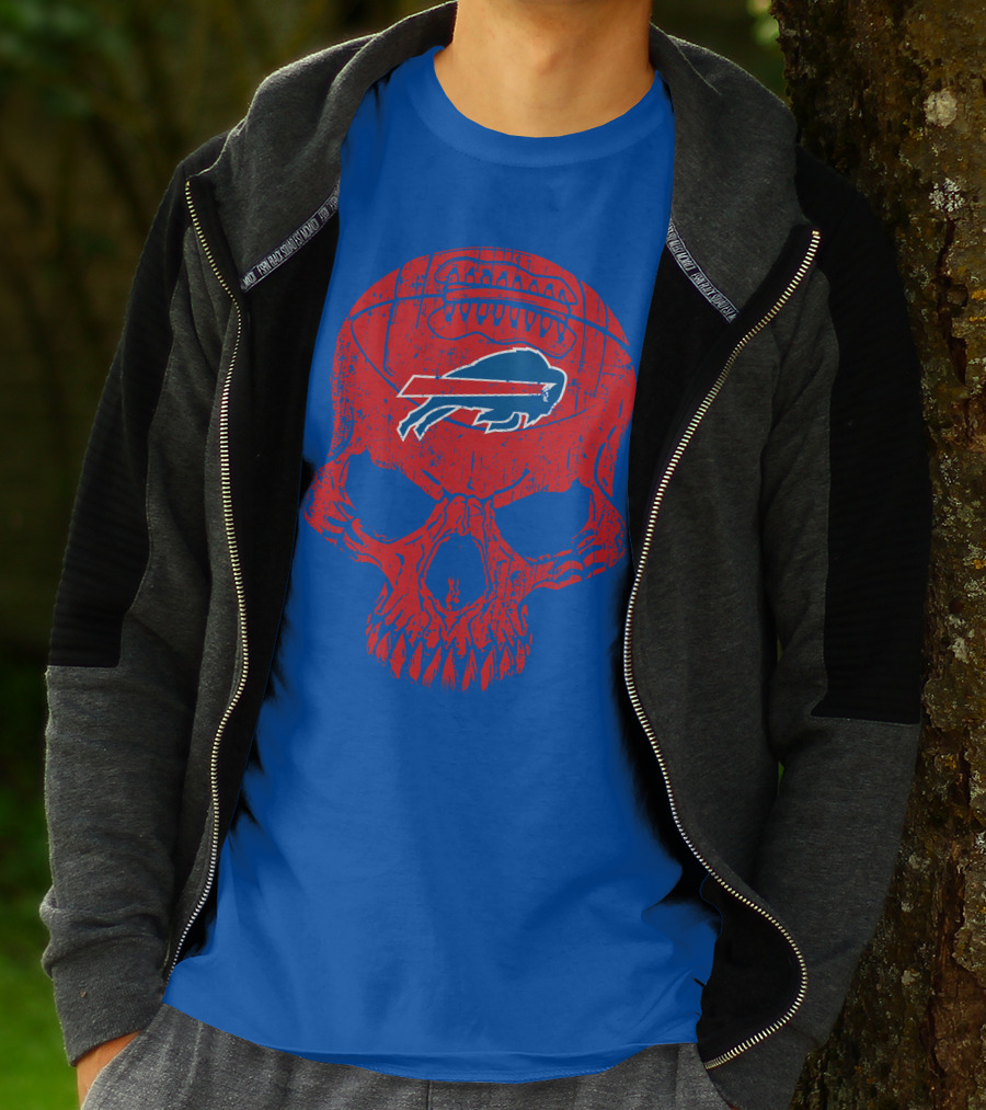 Buffalo Bills Skull Logo Football T-Shirt