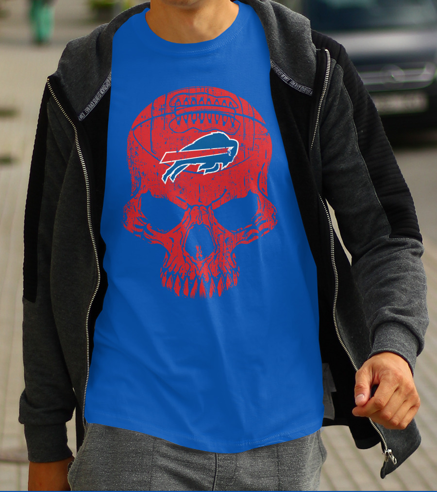 Buffalo Bills Skull Logo Football T-Shirt