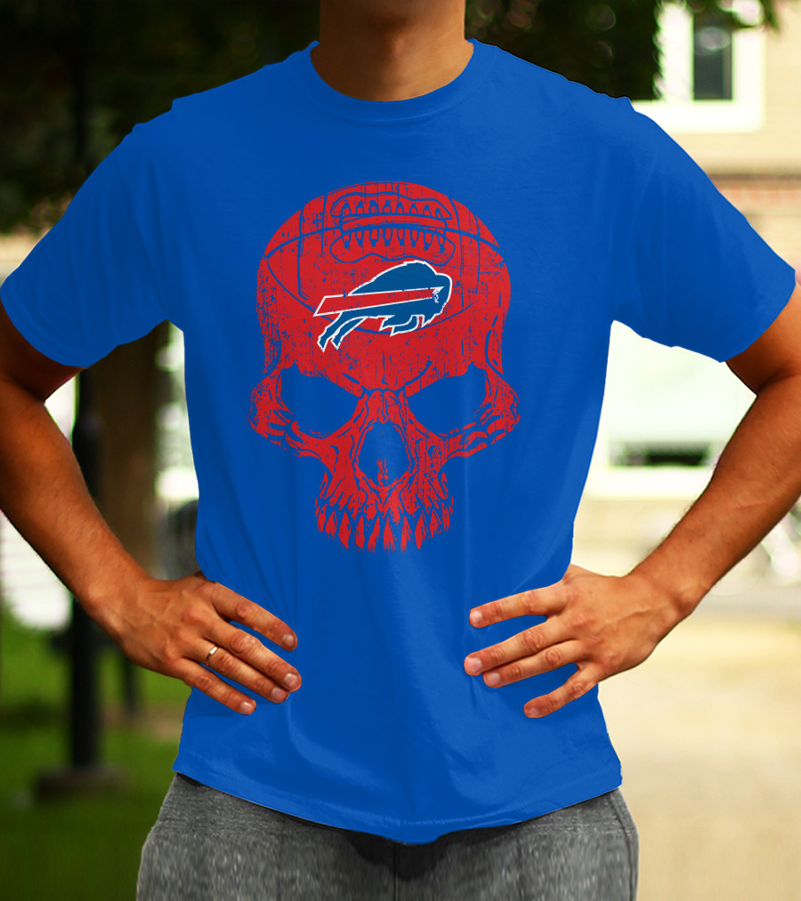 Buffalo Bills Skull Logo Football T-Shirt
