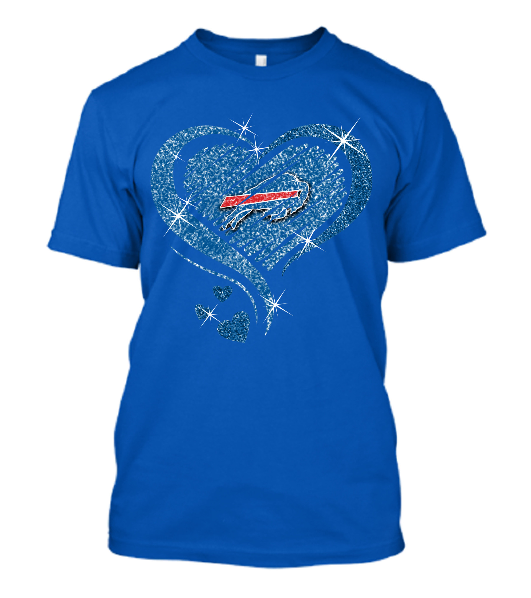 Buffalo Bills Heart Diamond Sparkle Logo Nfl Team Spirit T-Shirt