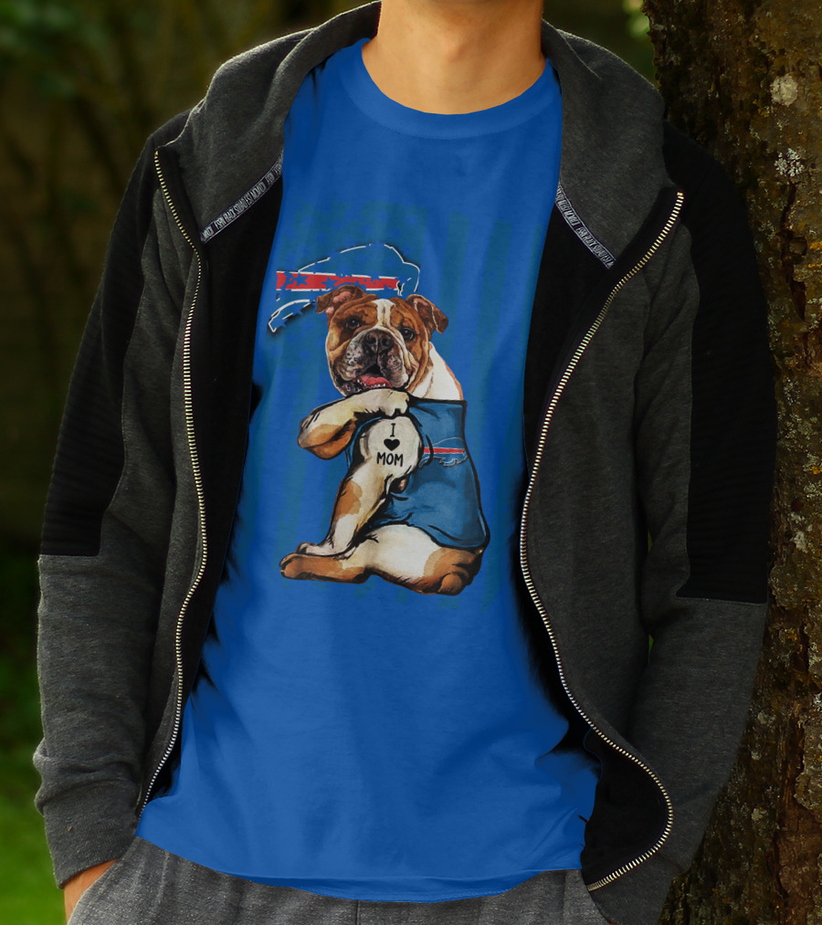 Buffalo Bills Bulldog I Love Mom Heart Nfl Fan T-Shirt