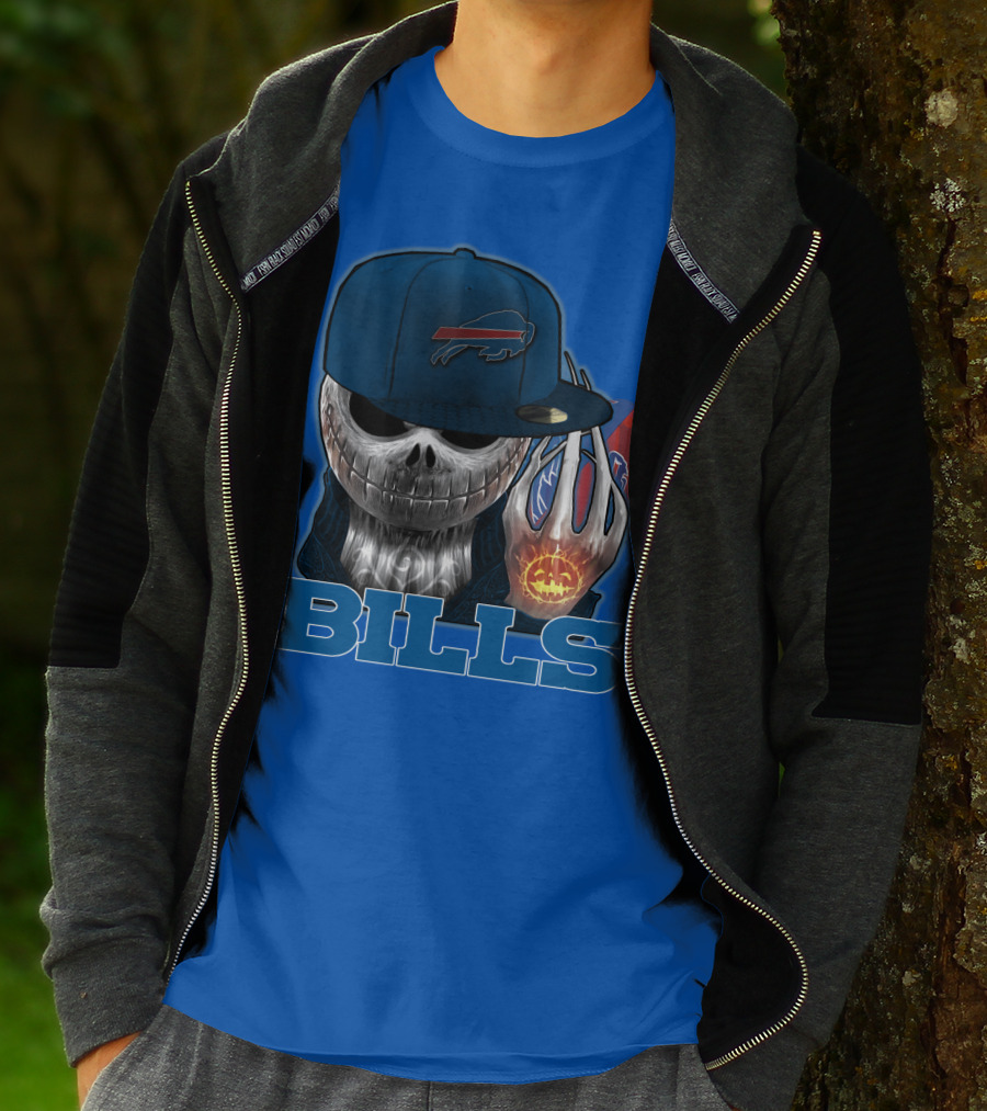 Jackskull Buffalo Bills NFL Skeleton Pumpkin Halloween T-Shirt