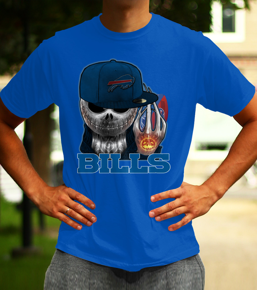 Jackskull Buffalo Bills NFL Skeleton Pumpkin Halloween T-Shirt