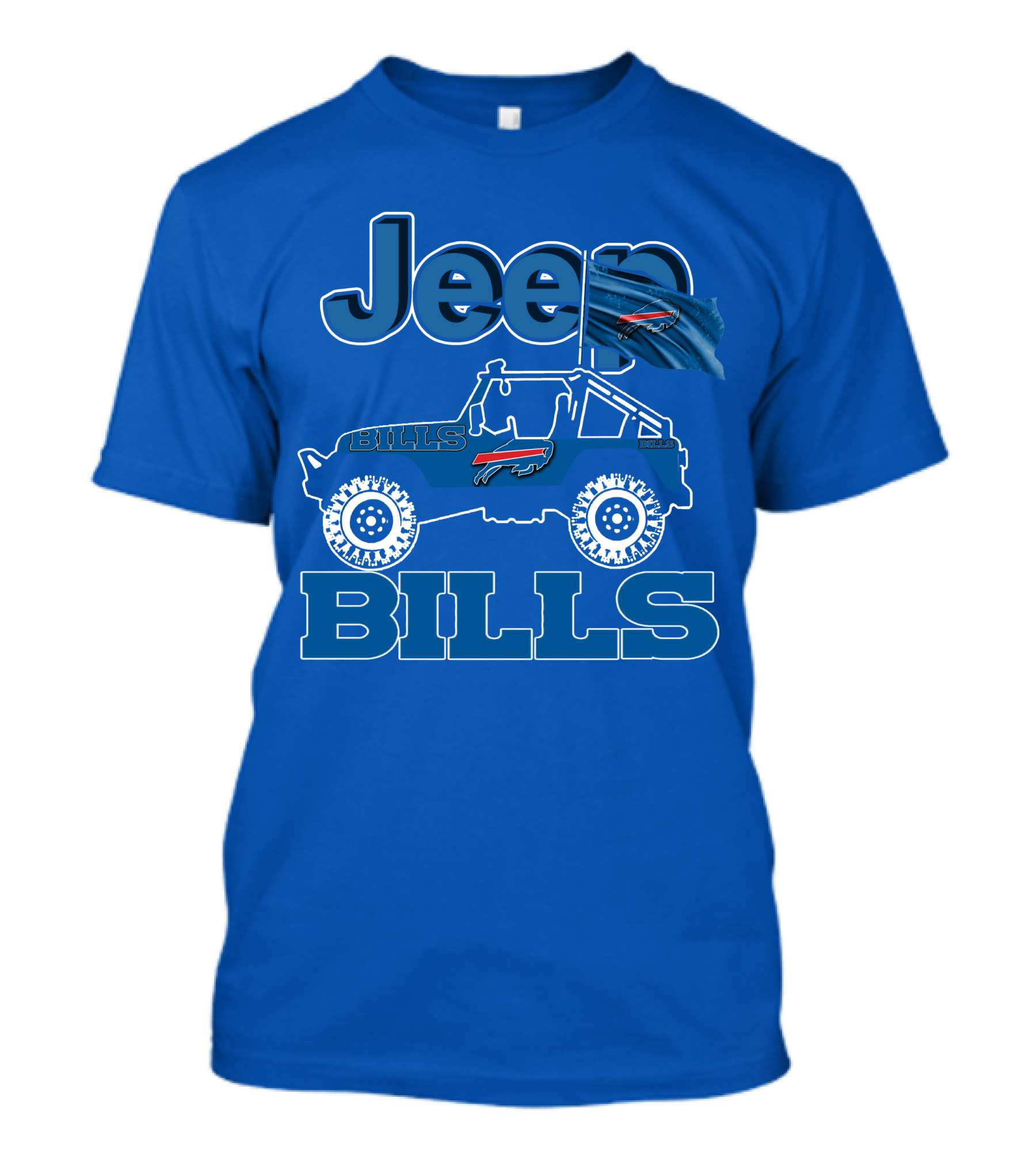 Jeep Bills Buffalo Logo Design With Flag T-Shirt