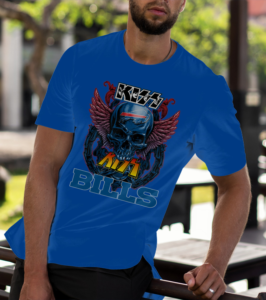 Kiss Bills Buffalo Bills Skull Winged T-Shirt