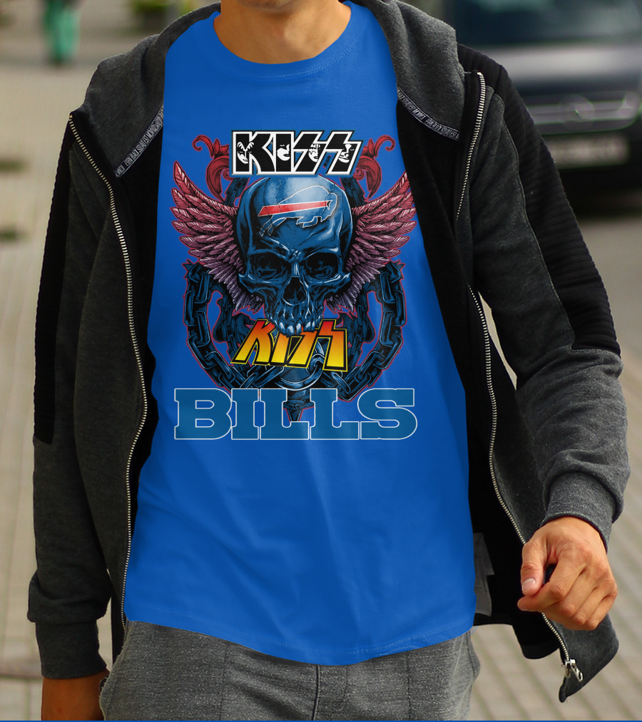 Kiss Bills Buffalo Bills Skull Winged T-Shirt