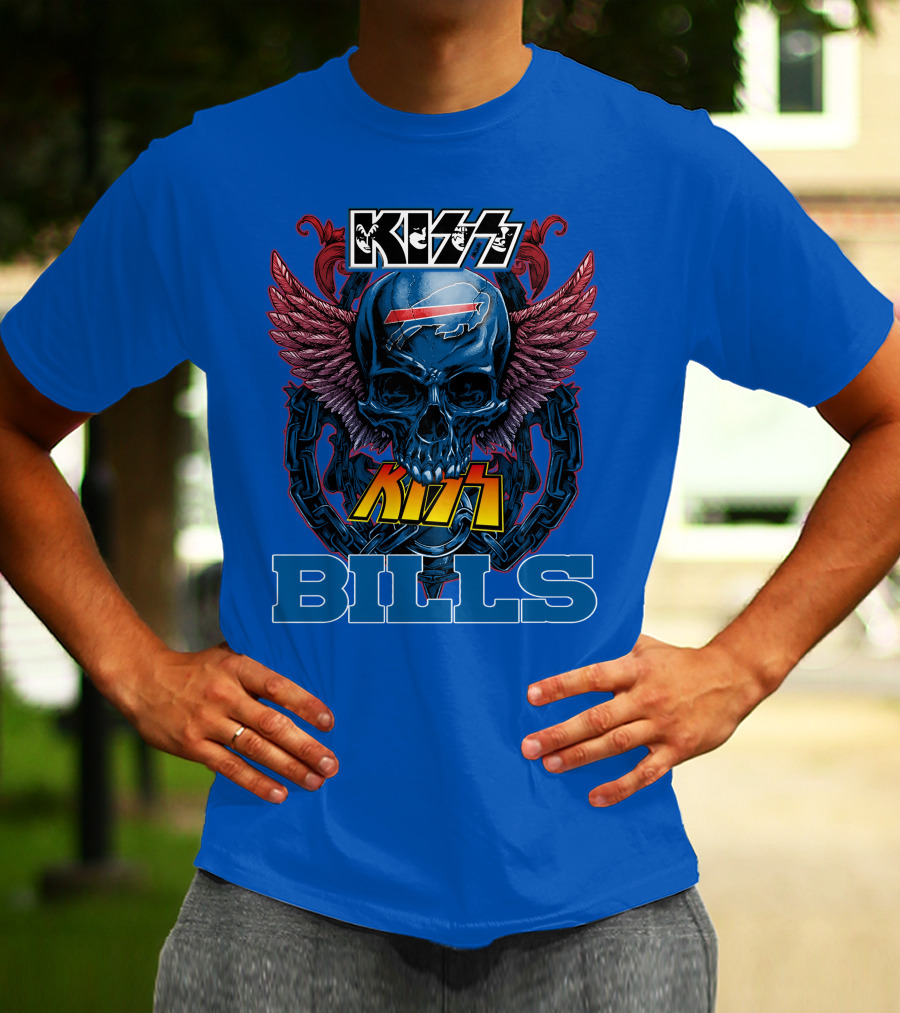 Kiss Bills Buffalo Bills Skull Winged T-Shirt
