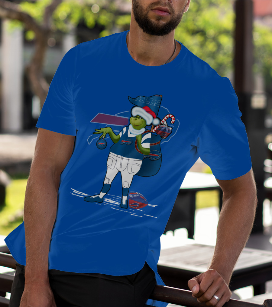 Grinchxmas Buffalo Bills Christmas Santa Football T-Shirt
