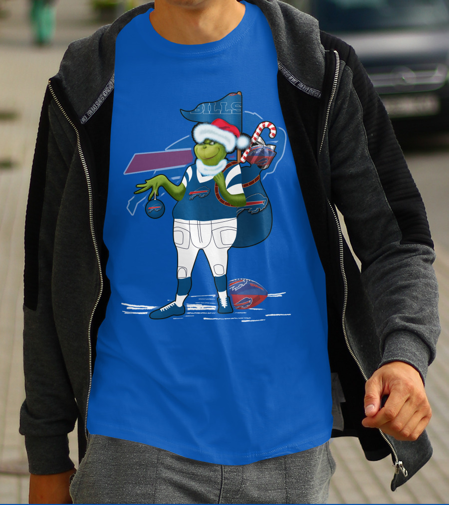 Grinchxmas Buffalo Bills Christmas Santa Football T-Shirt