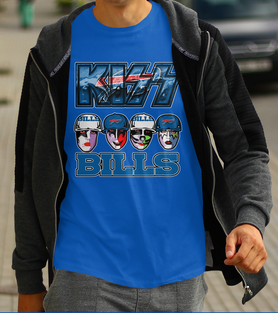 Kiss Buffalo Bills Helmets Face Paint Band Style T-Shirt