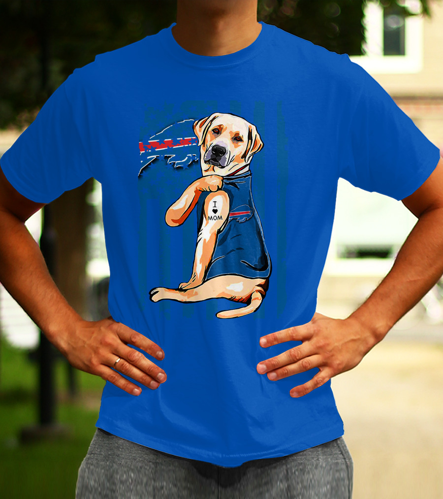 Labrador Retriever I Love Mom Buffalo Bills T-Shirt