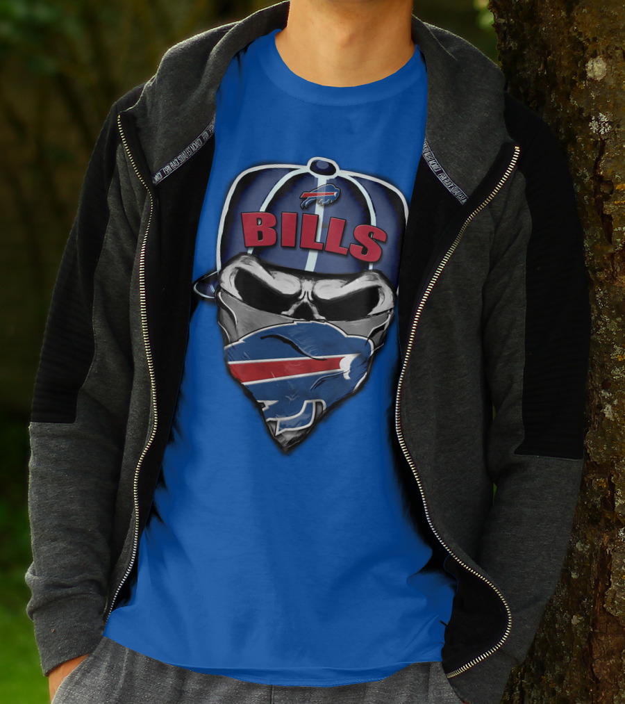 Buffalo Bills Skull Bandana Nfl Fan Skullcap T-Shirt