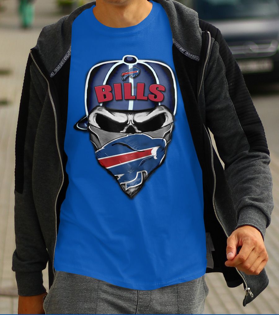 Buffalo Bills Skull Bandana Nfl Fan Skullcap T-Shirt