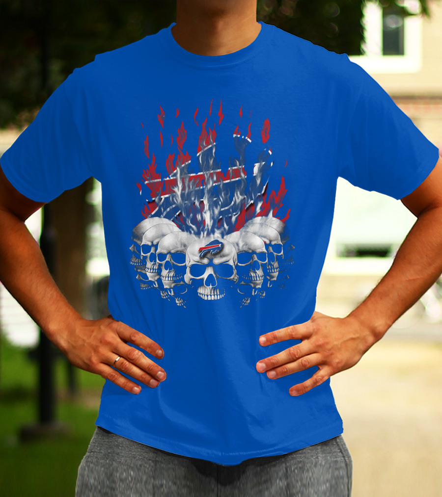 Buffalo Bills Skull Flames 43 Nfl Team T-Shirt