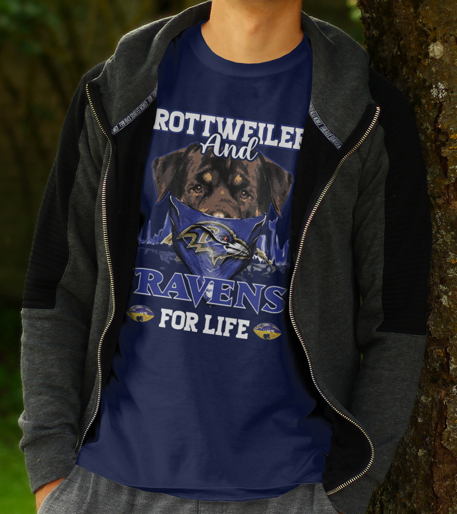 Rottweiler And Ravens For Life Baltimore Ravens T-Shirt
