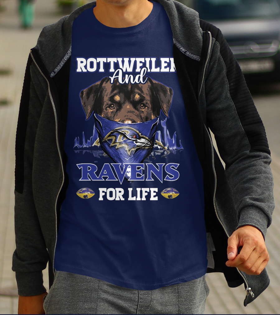 Rottweiler And Ravens For Life Baltimore Ravens T-Shirt