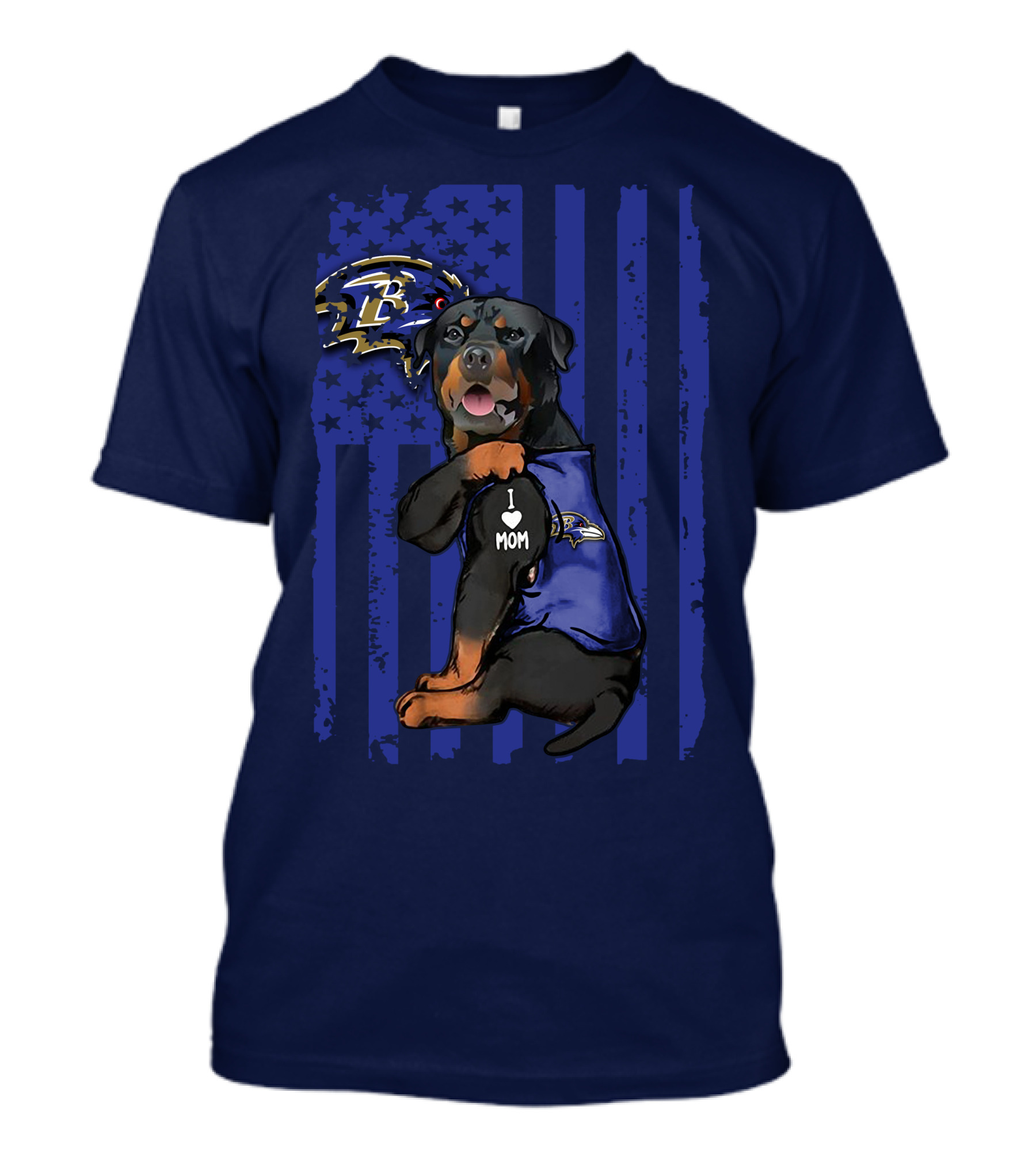 Rottweiler I Love Mom Baltimore Ravens Flag T-Shirt