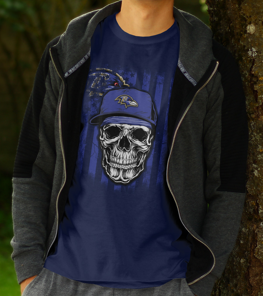 Baltimore Ravens Skull With Cap And Team T-Shirt