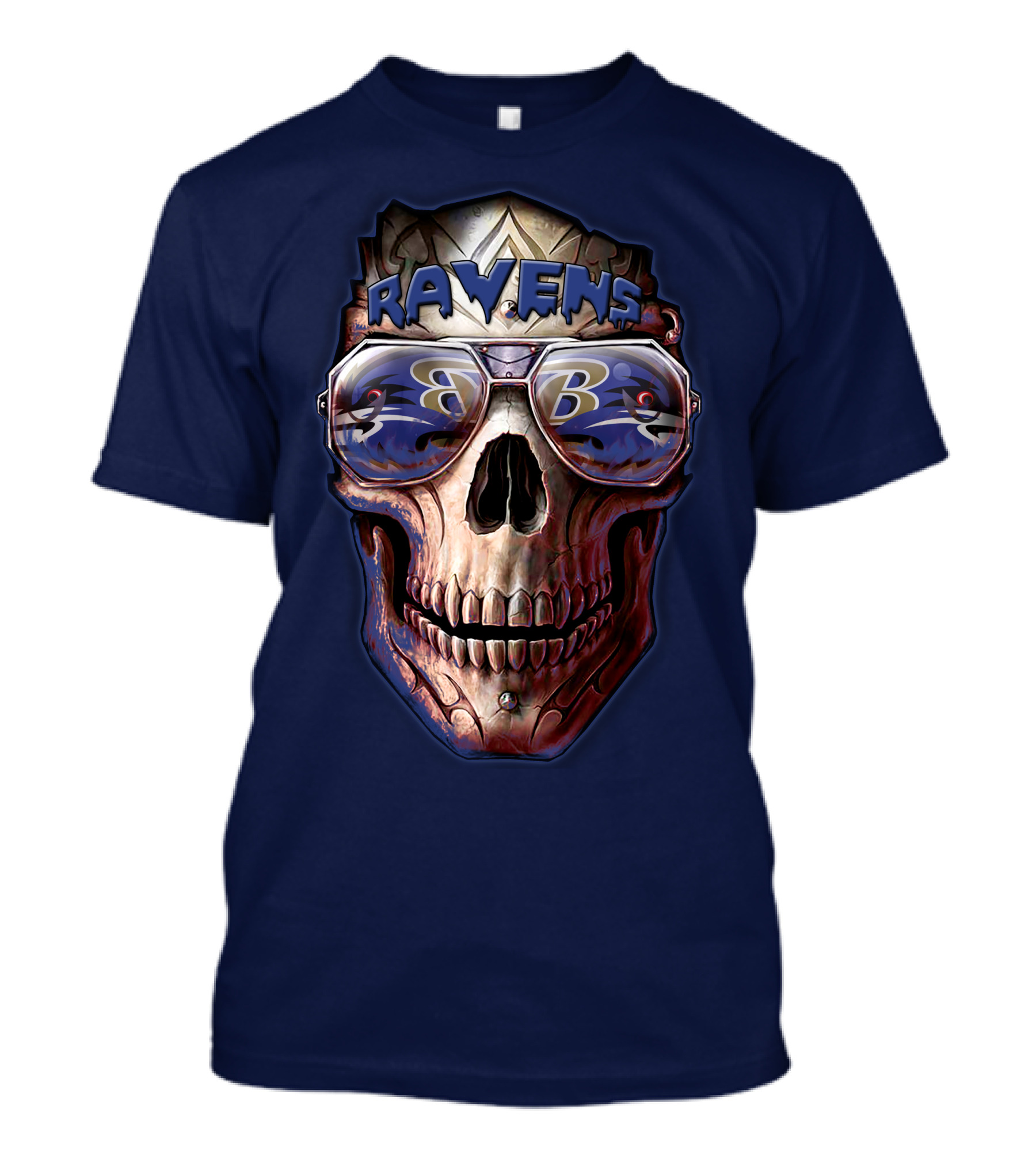 Baltimore Ravens Skull With Sunglasses Featuring Team T-Shirt