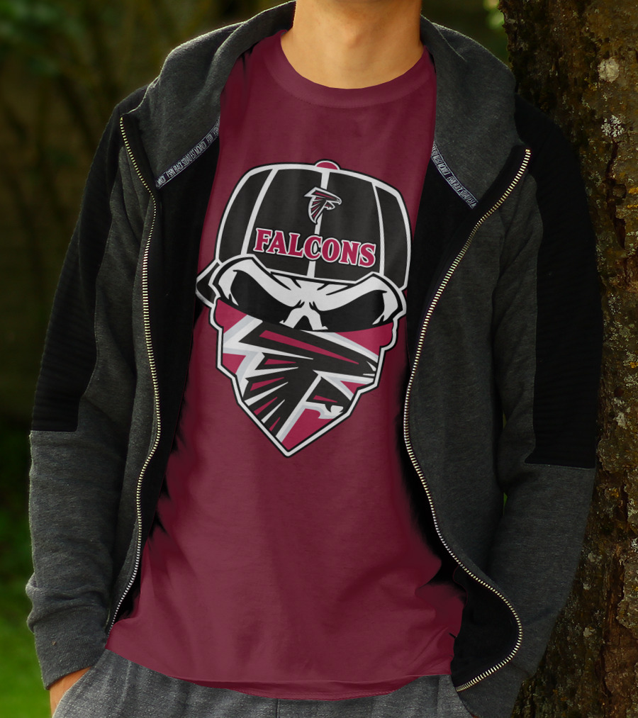 Atlanta Falcons Logo Skull With Hat And Bandana T-Shirt