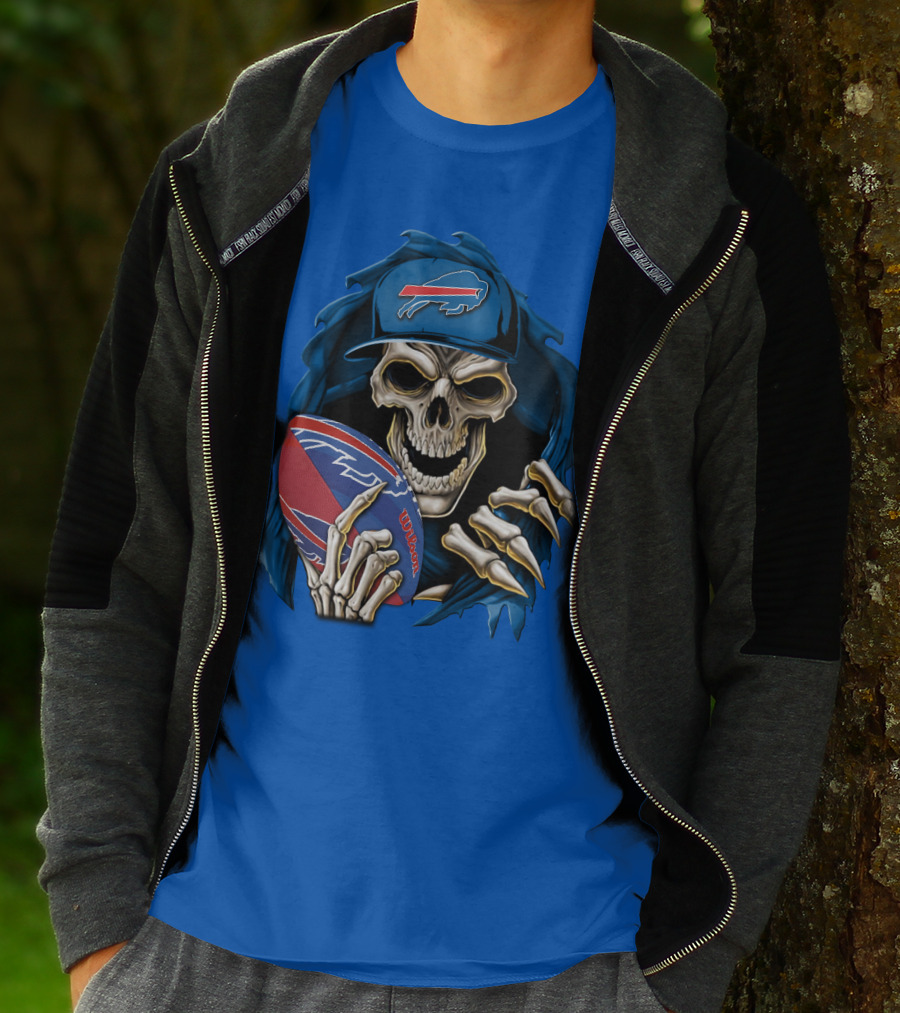 Buffalo Bills Skullbong Skeleton Football T-Shirt