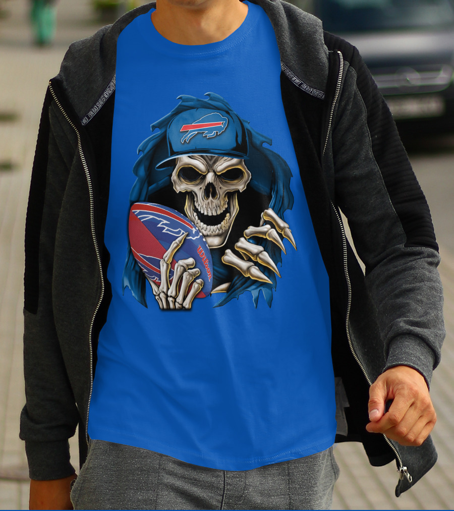 Buffalo Bills Skullbong Skeleton Football T-Shirt
