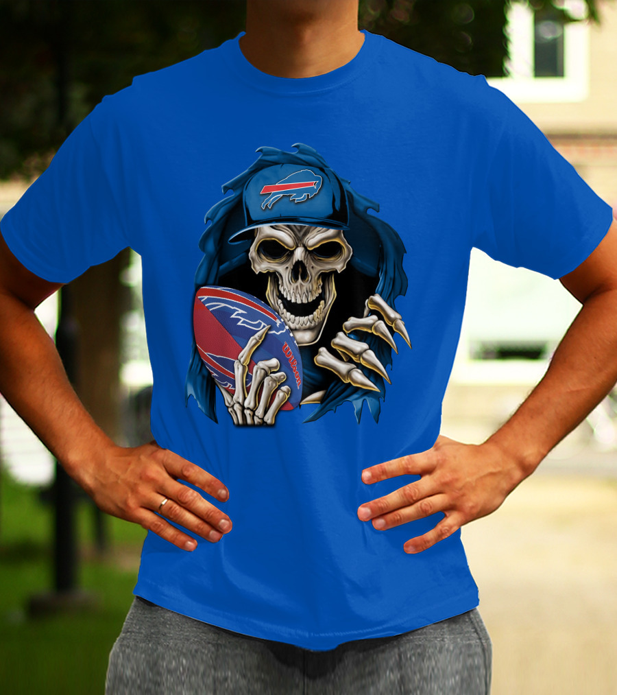 Buffalo Bills Skullbong Skeleton Football T-Shirt