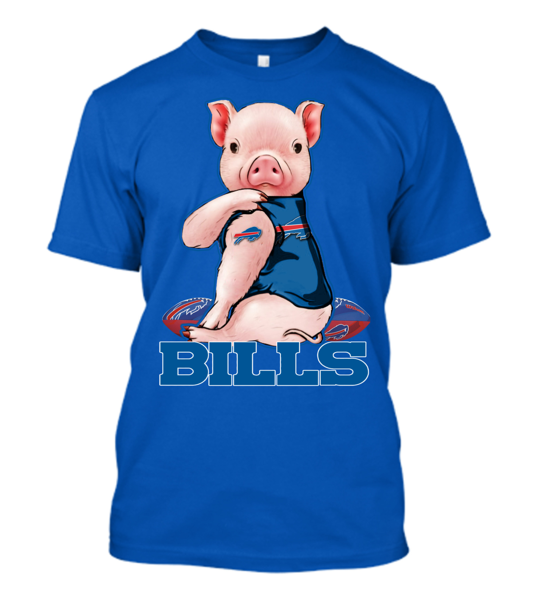 Pig Wearing Buffalo Bills Shirt On Football T-Shirt
