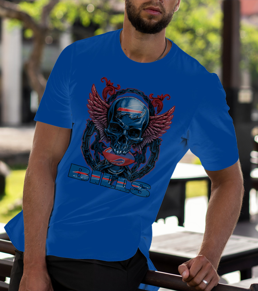 Buffalo Bills Skull With Wings And Chains T-Shirt