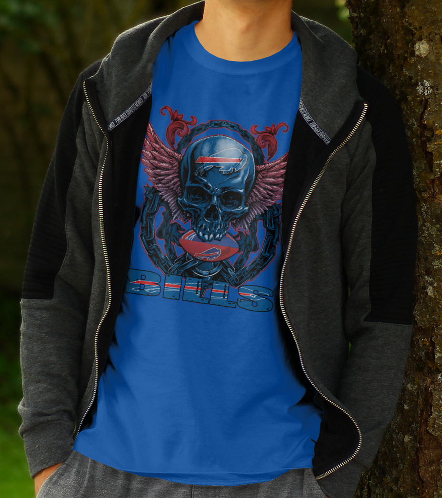 Buffalo Bills Skull With Wings And Chains T-Shirt