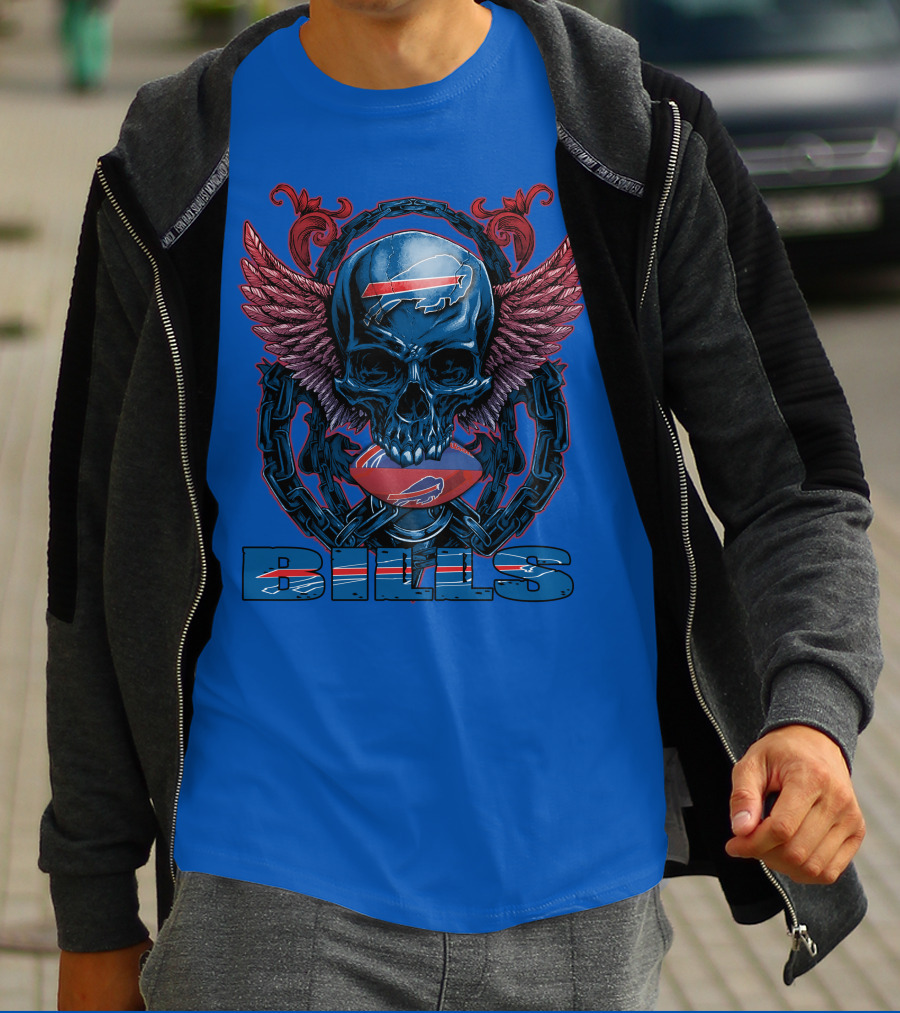 Buffalo Bills Skull With Wings And Chains T-Shirt