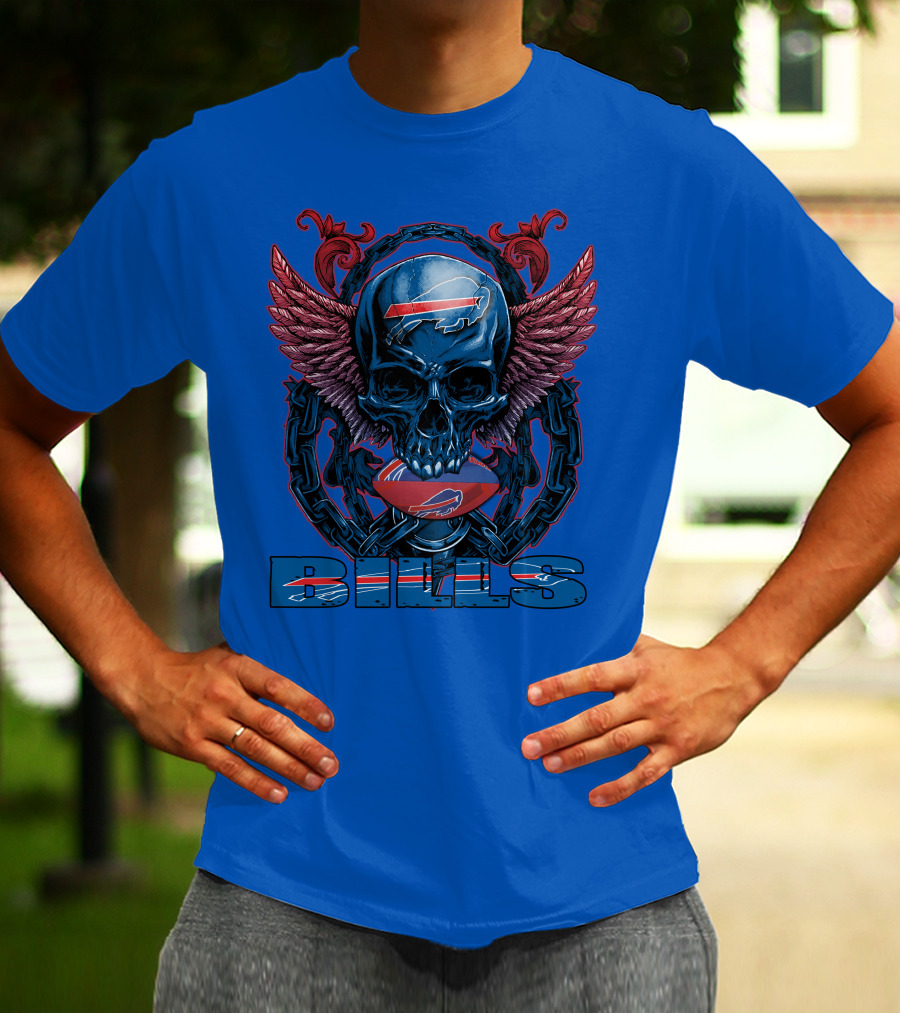 Buffalo Bills Skull With Wings And Chains T-Shirt