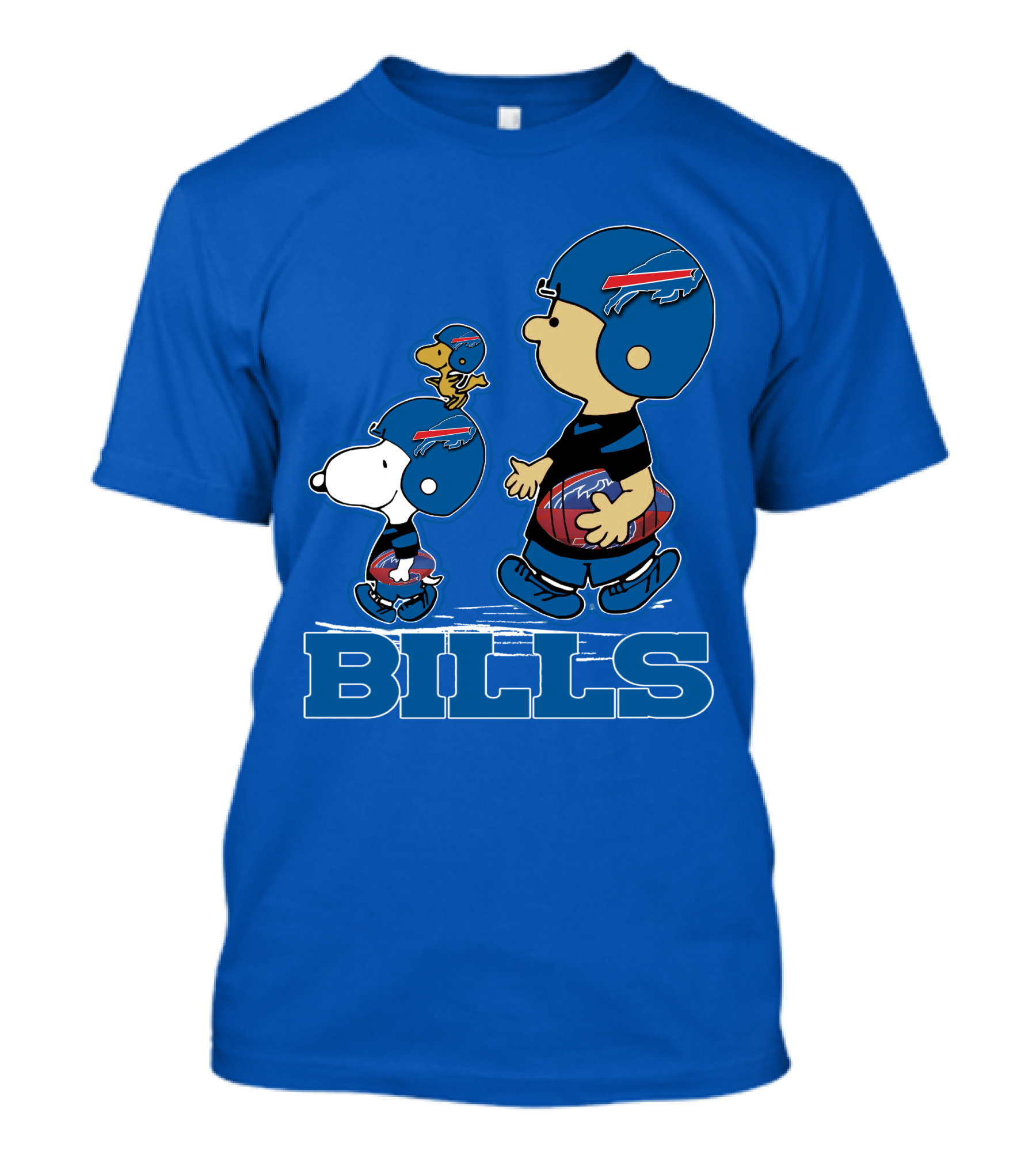 Snpfootball Buffalo Bills Snoopy Woodstock Peanuts Characters With Helmets Football T-Shirt