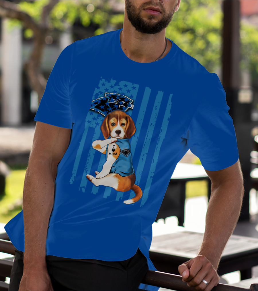 Beagle I Love Mom Carolina Panthers NFL Puppy Fan T-Shirt