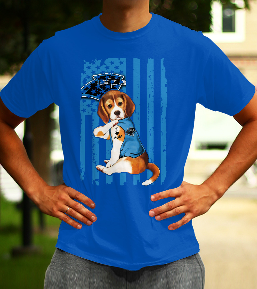 Beagle I Love Mom Carolina Panthers NFL Puppy Fan T-Shirt