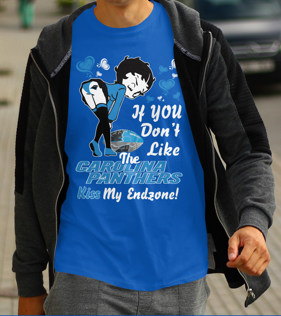Betty Boop If You Don't Like The Carolina Panthers Kiss My Endzone T-Shirt