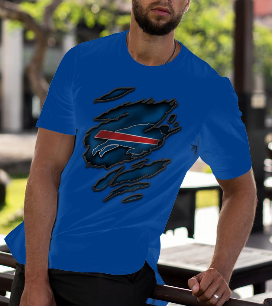 Torn Buffalo Bills Scratched T-Shirt