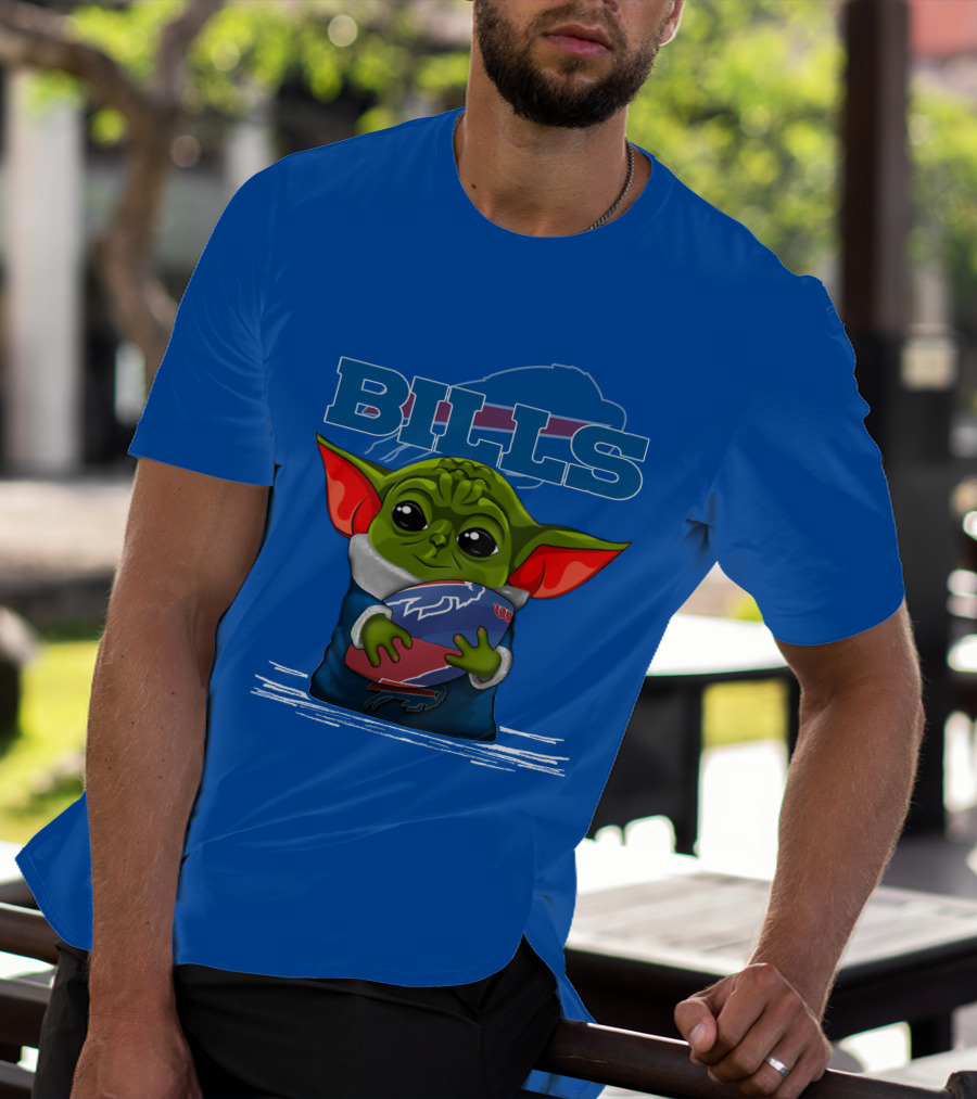 Yoda Buffalo Bills Fan Holding Football T-Shirt