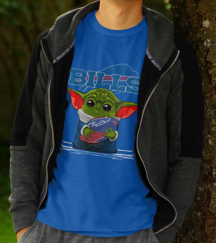 Yoda Buffalo Bills Fan Holding Football T-Shirt