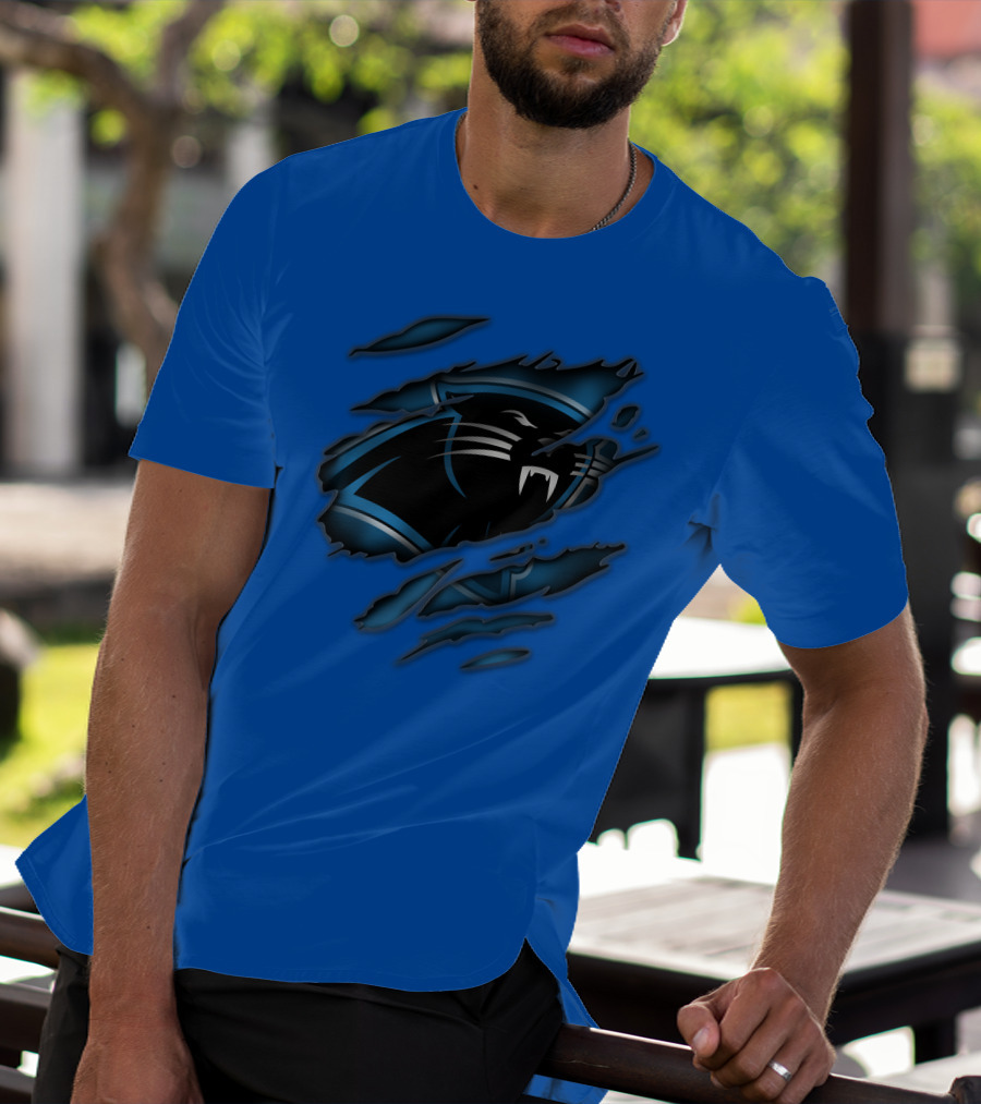 Carolina Panthers Logo Claw Marks Blue T-Shirt