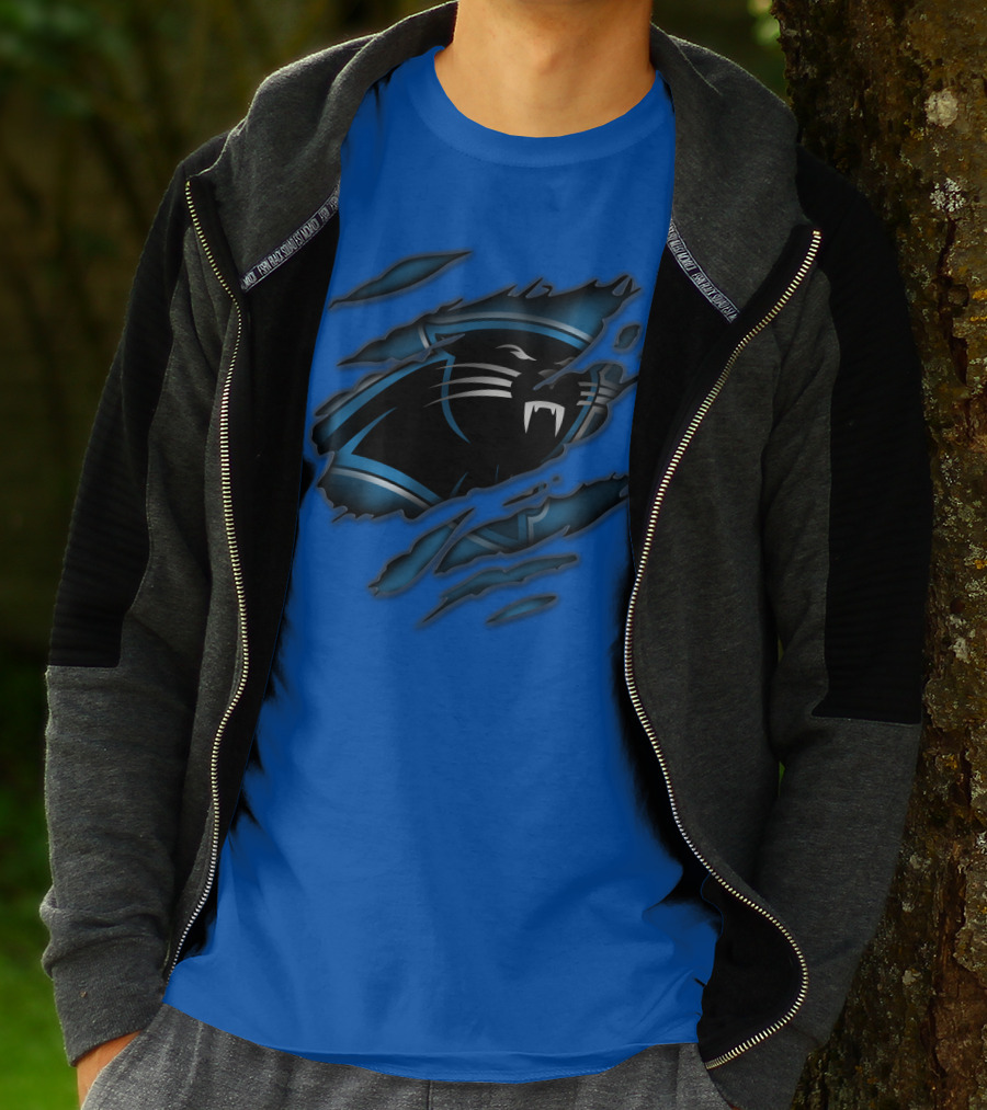 Carolina Panthers Logo Claw Marks Blue T-Shirt
