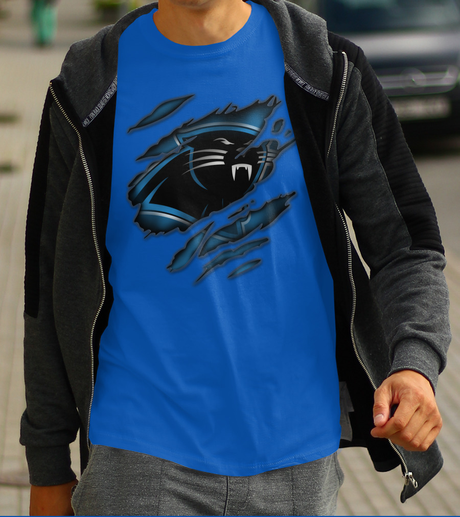 Carolina Panthers Logo Claw Marks Blue T-Shirt