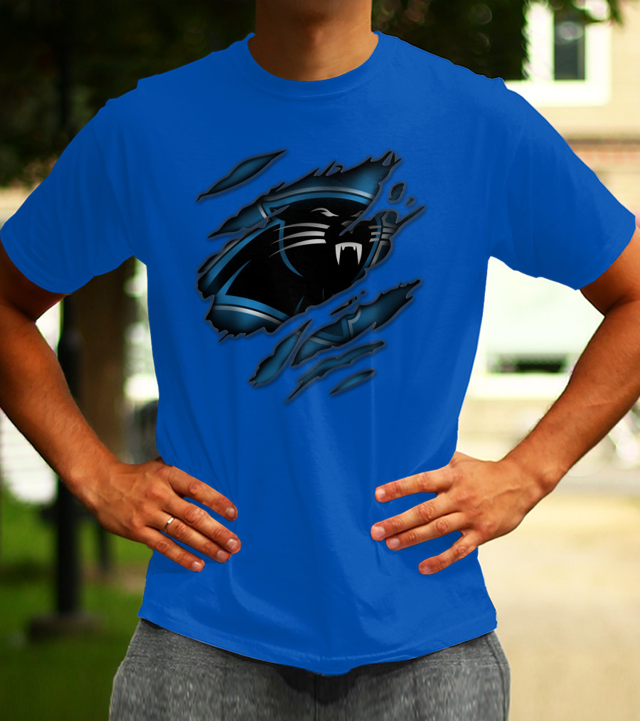 Carolina Panthers Logo Claw Marks Blue T-Shirt
